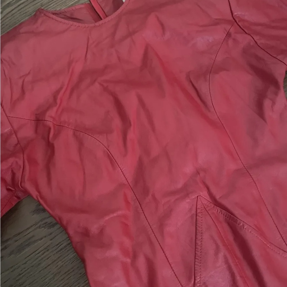 Vintage Rosalee red leather zip up dress